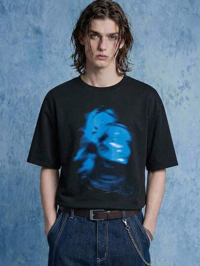 ROMWE MEN Street Life 男士肖像圆领短袖T恤