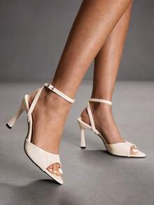 CUCCOO SZL Women's Adjustable Minimalist Maroon High Heel Sandals, For Casual Daily Wear Spring Shoes Spring Break Easter Prom Heels For Christmas Spring Shoes - Bamboo leaves green beige - View 6