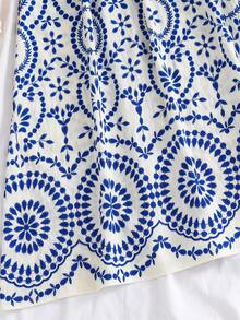 Emery Rose Kids 少女印花休闲度假夏季吊带裙 - 藍色 - 查看 5