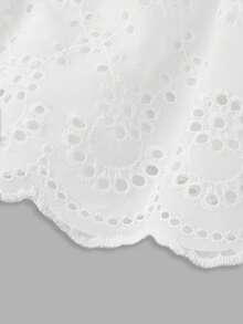 SHEIN MOD Jupe blanche mini à taille basse et ajourée avec broderie pour femmes - Blanc - Voir 7