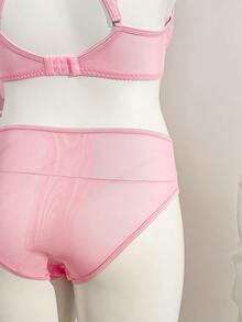Conjunto de lencería sexy de 2 piezas con parches de encaje rosa para el Día de San Valentín - Rosa - Ver 9