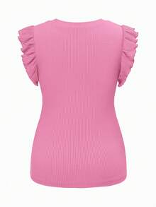 SHEIN 3pcs Maternity Casual Solid Color Ribbed Ruffle Armhole Fitted T-Shirts For Daily Commute, Summer - Multicolor - View 13