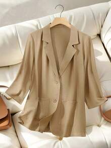 SHEIN Franclia Blazer con cuello y bolsillo con botones para mujer - Marrón - Ver 1