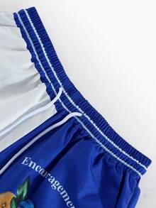 ROMWE MEN Casual Pantalones cortos tejidos con estampado para hombres, adecuados para primavera y verano - Azul - Ver 7