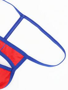 DrisQ 时尚亮红色面料，醒目蓝色滚边，中腰性感男士内裤，单条装 - 紅色 - 查看 6