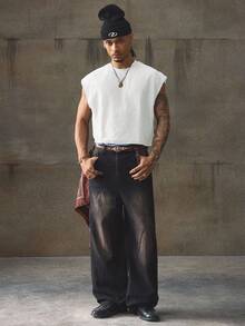 AXEPEAK Men's Street Fashion Hip Hop Sleeveless Tank Top - Silver - View 5