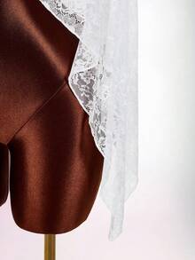 Amplova Women's Glittery Sheer Asymmetric Shoulder Loose Fit Asymmetrical Hem Blouse, Party Wear - White - View 5