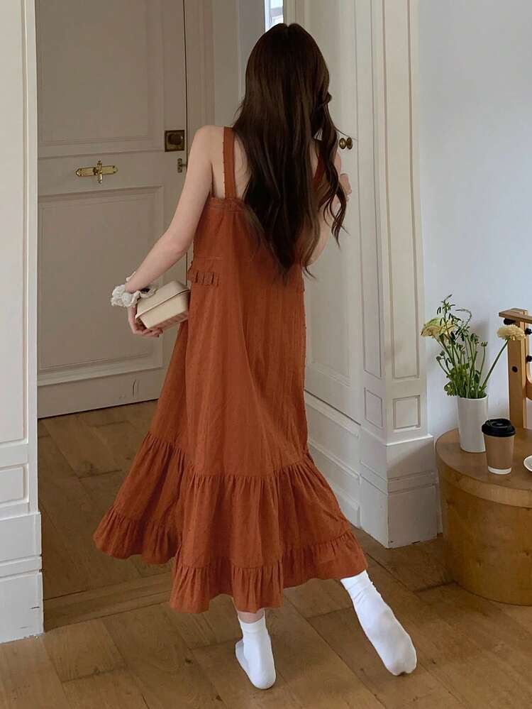 Embroidered Floral Pattern Sleeveless Lace Patchwork Dress, Women Nightgown