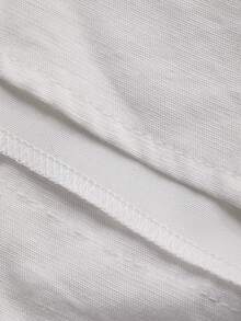 Livesso Spring White Cotton Ruffled Hem Loose Midi Dress For Vacation - White - View 7