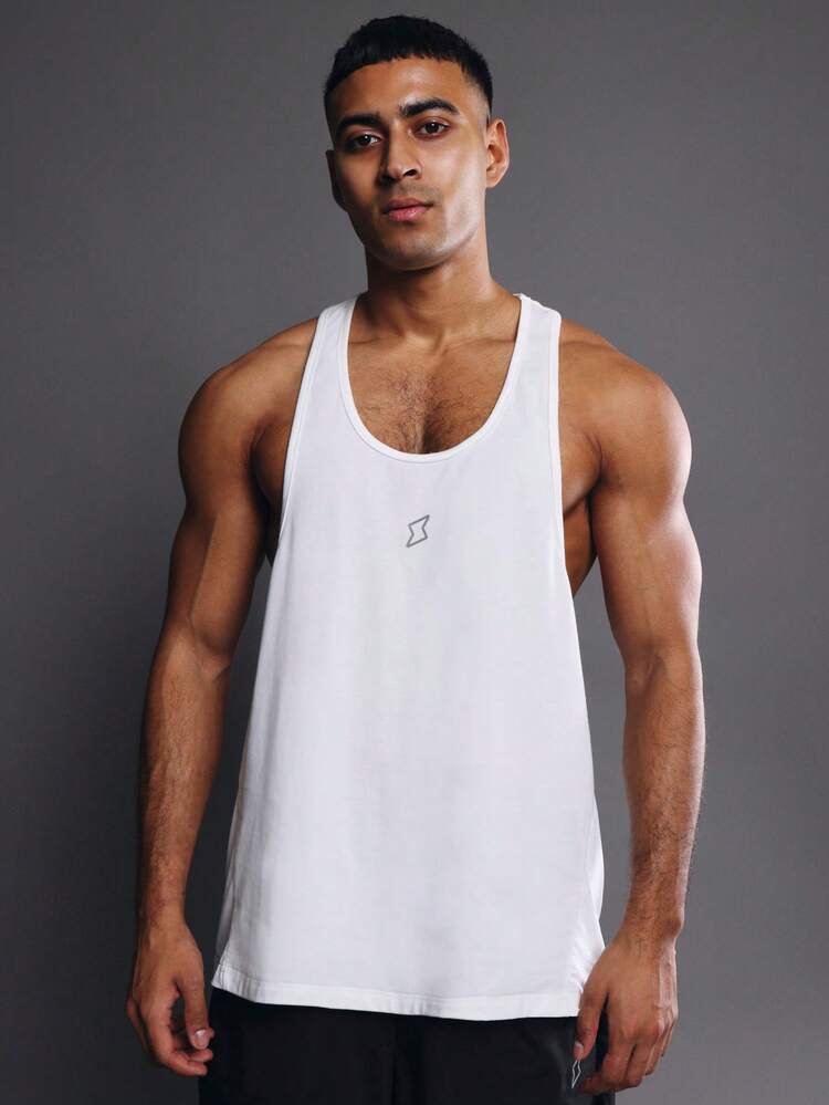 Canotta bianca senza maniche con scollo a V e schiena incrociata