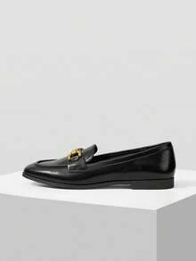 MOTF PREMIUM WOMEN PU LEATHER METAL DECOR FLATS VALENTINE'S DAY - Black - View 3