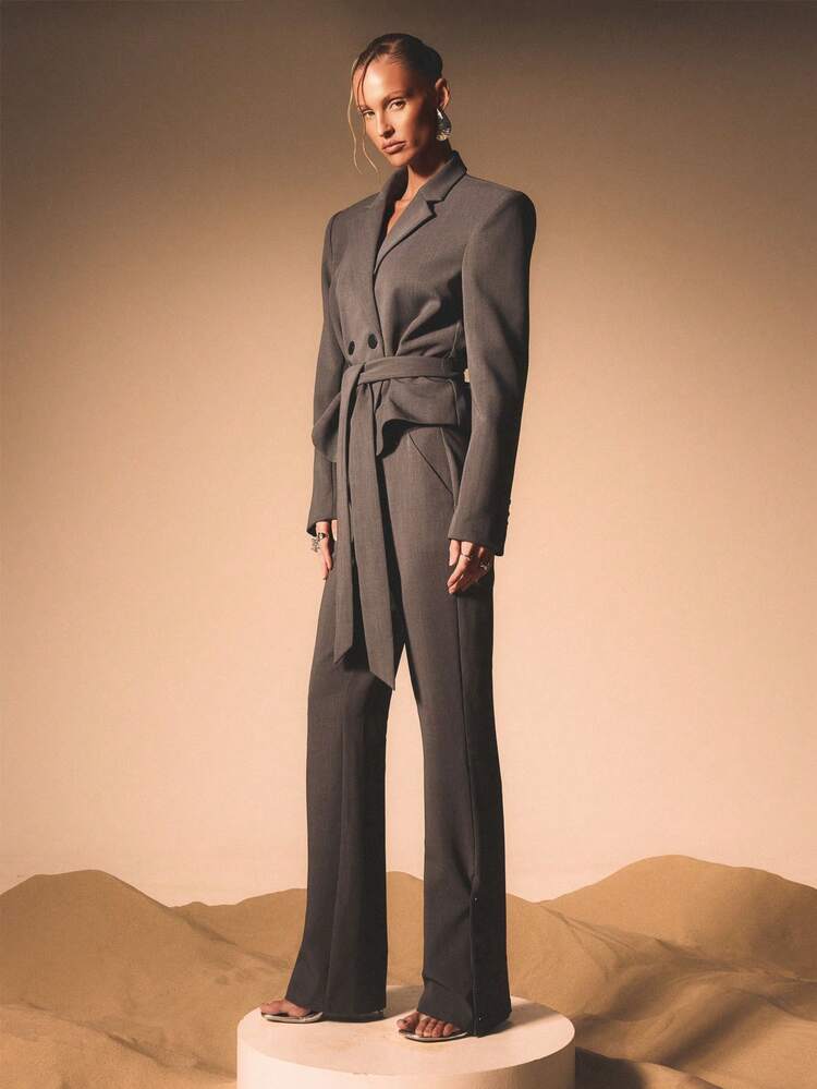 KIZN Professional Button Detail Flare Leg Dress Pants Business Formal Trousers Work Office Attire Fall Winter