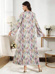 Yasmyna Women's Elegant Floral Print Arabic Style Dress - Multicolor - View 6