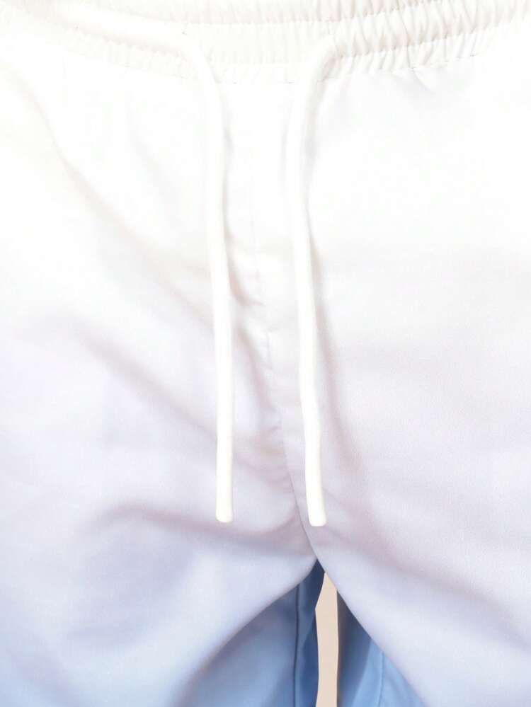 Ombre Blue Collar Shirt With Matching Shorts Set