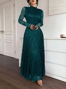 Feyla 优雅白色蕾丝连衣裙 - 水鴨藍 - 查看 6