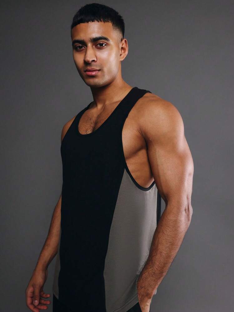 Sportliches ärmelloses Tanktop mit Farbblock-Design