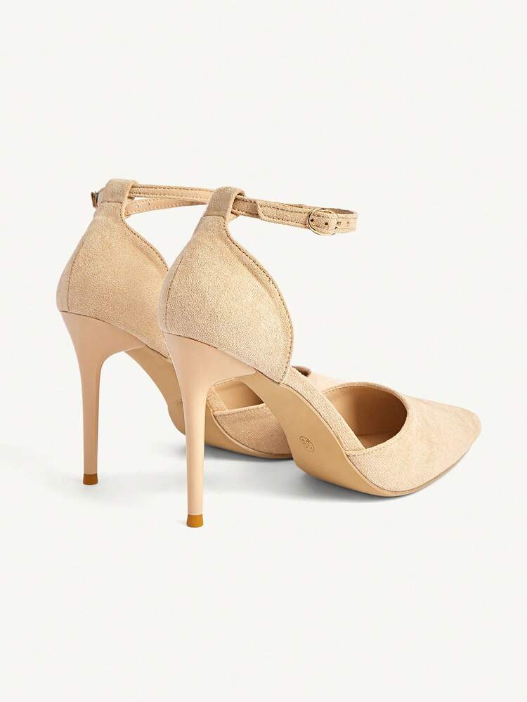 CUCCOO CHICEST Women's New Suede Apricot Pointed Toe High Heel Shoes, Strap Thin Heel Hollow Out Sandals, Elegant & Versatile For Party, Christmas, New Year Valentine's Day Elegant Shoes