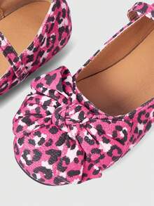 ROMWE Kawaii Women's Fashionable & Sweet Bow Decor Flats For Christmas 2000s Style Y2K - Red zebra leopard print big bow - View 2