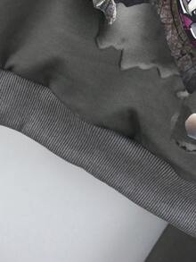 SHEIN 年轻男孩休闲运动街头风格可爱酷炫 3D 恐龙图案长袖运动衫和裤子 2 件套，适合日常穿着、上学、旅行、运动、春秋季节 - 灰色 - 查看 4