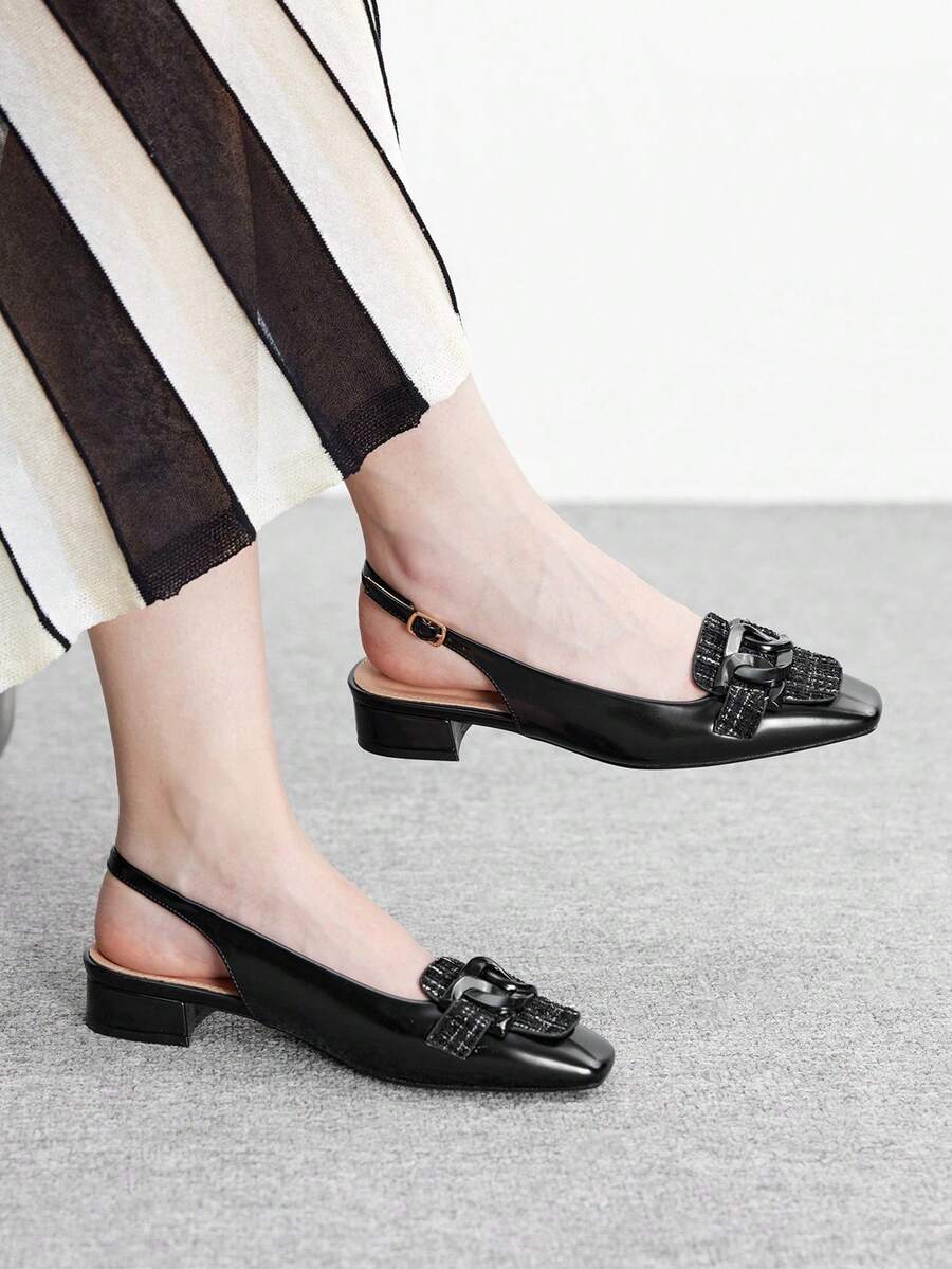 CUCCOO BIZCHIC Buckle Simple And Generous Fashion Versatile Leisure Workplace Commuter Women Flat Shoes - Black - View 1
