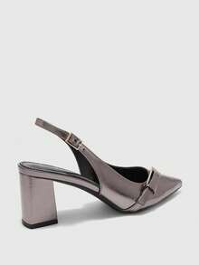 CUCCOO BIZCHIC 简约大方时尚百搭休闲通勤女式露跟高跟鞋 - 槍色 - 查看 9