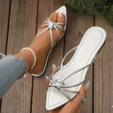 610 Sandalias planas punta aguda con tiras trenzadas - PLATA - Ver 5