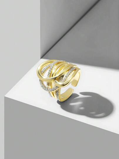 MOTF PREMIUM 18K GOLD PLATED CRYSTAL ADJUSTABLE RING