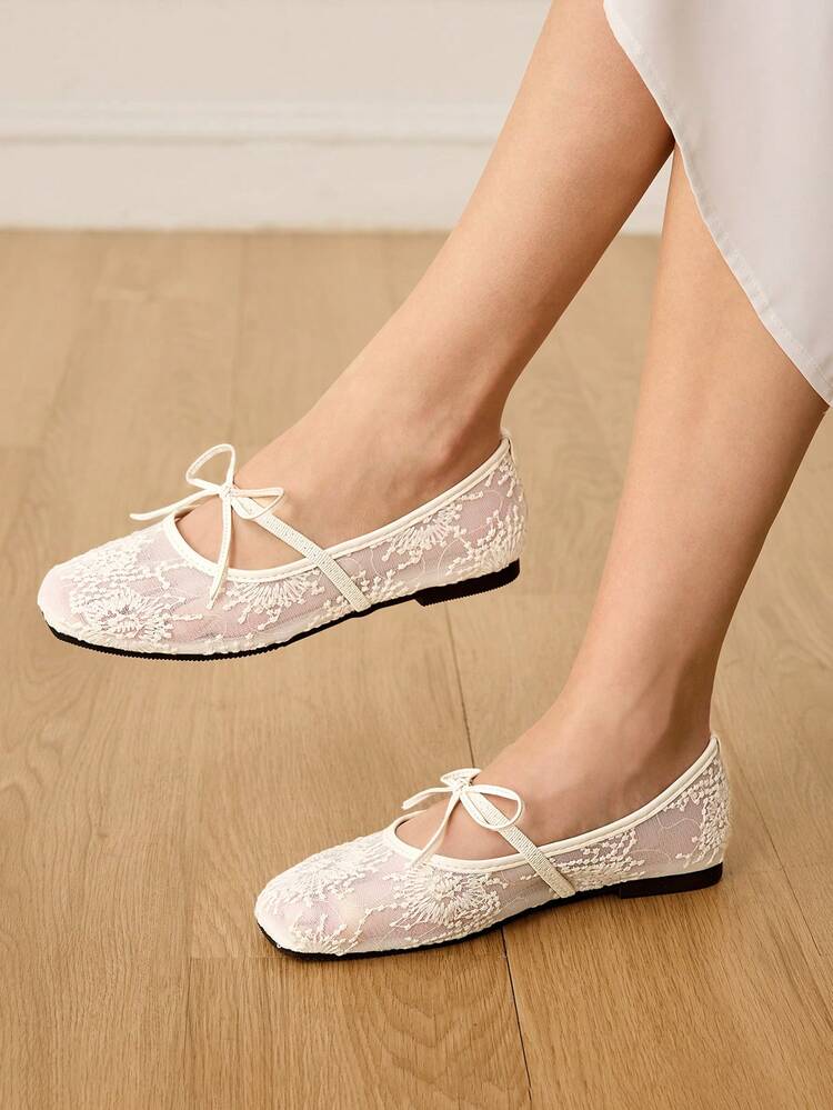 CUCCOO HITCHD Ladies Flat Shoes Brown Leopard Print Black Hollow Embroidered Sequins Mesh Square Ballet Flats, Mary Jane White Flats, Elegant Women's Flats Black Professional Work Shoes, Light Comfortable Versatile Casual Suitable For Daily Commuting/Christmas Thanksgiving/Prom Party/Outer Wear Women's Shoes Wedding Shoes Spring Shoes Bride Shoes