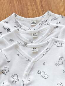 Vintaside Kids Bộ áo liền quần dài tay màu trắng trơn cho bé gái/bé trai sơ sinh, kiểu cổ chéo, thoải mái, dễ thương, thanh lịch, tối giản, thời trang, co giãn, tay dài. - Đen và trắng - Xem 6