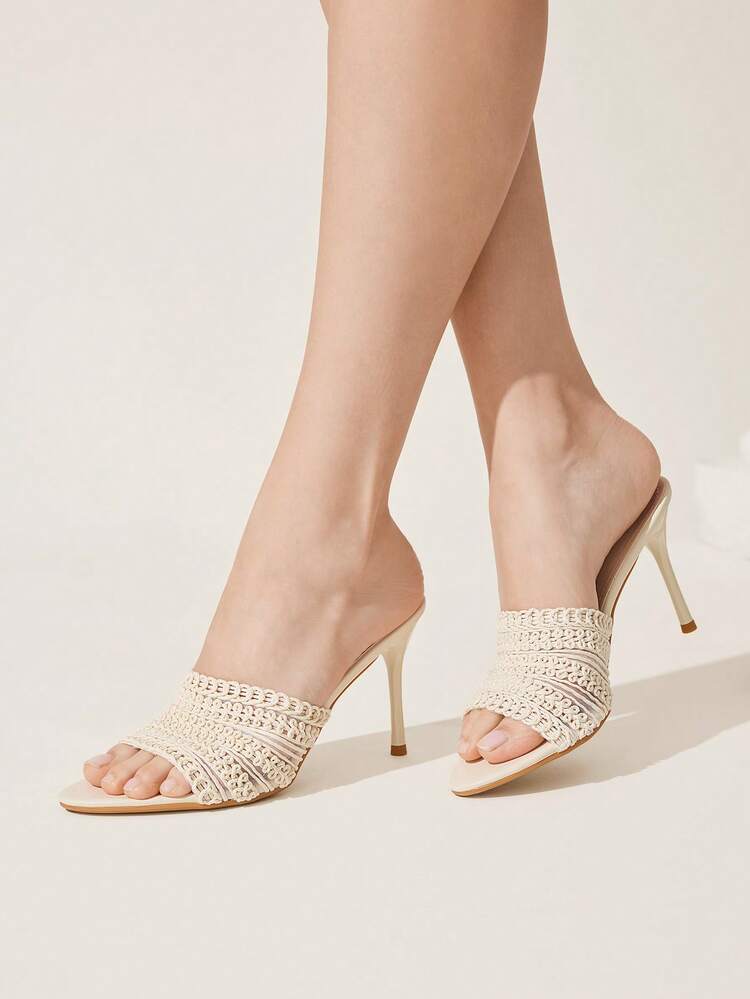 CUCCOO CHICEST Women's Strap Square Toe Stiletto High Heel Sandals, Elegant Charming Fashion Romantic Sweet Ladies High Heel Slippers For Date, Afternoon Tea, Gathering Elegant Shoes Wedding Shoes Spring Shoes Bride Shoes