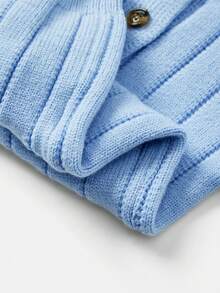 SHEIN 新生女宝宝可爱秋冬多功能针织连体衣，带脚套和帽子套装 - 藍色 - 查看 8