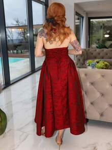 Gretanique 女士万圣节长裙 - 紅色和黑色 - 查看 2