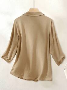 SHEIN Franclia Blazer con cuello y bolsillo con botones para mujer - Marrón - Ver 2