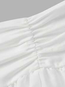 SHEIN MOD Jupe blanche mini à taille basse et ajourée avec broderie pour femmes - Blanc - Voir 6