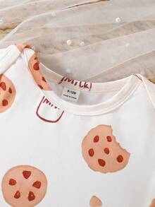 SHEIN Pelele de manga corta con cuello redondo y estampado de comida de dibujos animados para bebé niño - Caqui - Ver 5