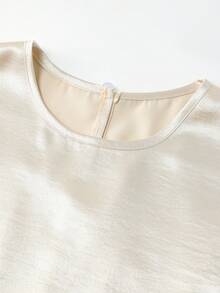 SHEIN Franclia 女士优雅缎面双层荷叶边无袖背心，适合春夏外出和约会 - 杏色 - 查看 3