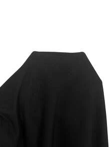 SHEIN Frenchy Áo thun cổ tròn phối ren màu trơn cỡ lớn, kiểu dáng thường ngày, thích hợp cho mùa hè. - màu đen - Xem 7