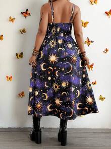 Whyspr Đầm hè tay ngắn màu xanh hoa văn dành cho nữ cỡ lớn, kiểu dáng thường ngày, thích hợp đi nghỉ mát. - Màu xanh lam - Xem 3