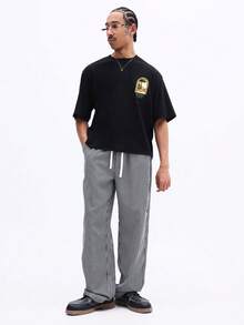 Áo thun ngắn tay cổ tròn SUMWON Vintage Roma Ancient City Graphic Tee in hình kiến trúc Ý, phong cách thường ngày mùa hè, dạo phố, đi nghỉ mát. - màu đen - Xem 3