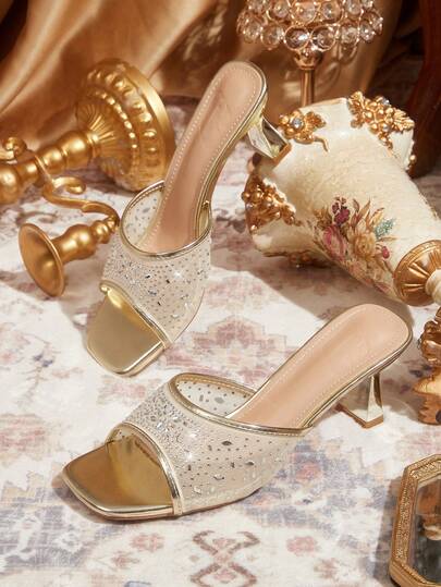 CUCCOO TILAWA 女士时尚优雅派对水晶装饰高跟凉鞋