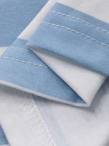 DAZY Camiseta de manga corta de cuello redondo con contraste de color para niños pequeños - Azul - Ver 7