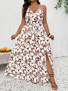 SHEIN Frenchy Đầm không tay in hoa dáng rộng dành cho nữ cỡ lớn - Nhiều màu - Xem 6