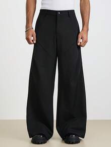 TOKVUE Men's Streetwear Hot Selling INS Style Pants, Men's Loose Wide Leg Pants,Men Pleated Cargo Pants,Men Pleated Pants - Black - View 3