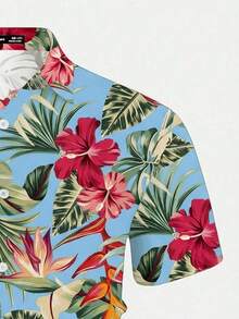 Manfinity RSRT Camisa de manga corta con estampado tropical casual para hombre, moda de verano para vacaciones - Multicolor - Ver 4
