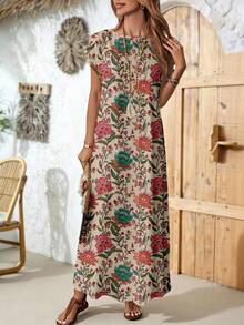 EMERY ROSE Casual Versatile Patterned Summer Dress For Women,Casual - Multicolor - View 8