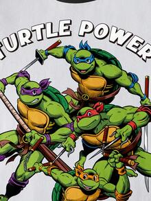 TEENAGE MUTANT NINJA TURTLES | SHEIN 男童简约印花圆领短袖T恤 - 白色 - 查看 6