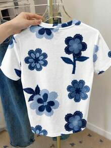 SHEIN LUNE Áo thun nữ dáng rộng, cổ tròn, tay ngắn, phong cách tối giản, thường ngày. - Nhiều màu - Xem 2