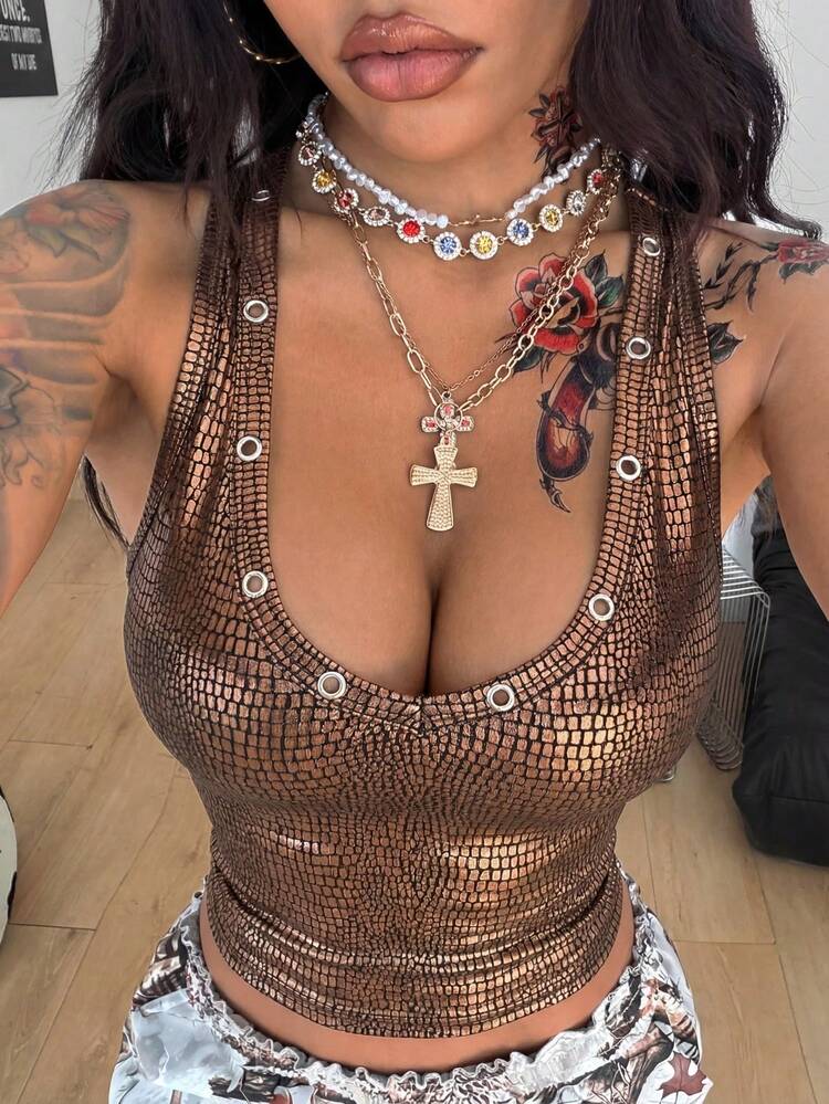 Coolane Women's All-Season Streetwear Vintage Concert Rave Festival Going Out Night Out Renaissance Fair Club Tank Tops - Brown - View 1