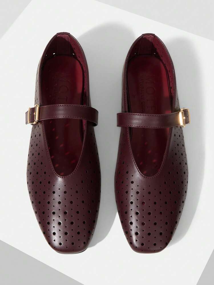 WOMEN HOLLOW-OUT SQUARE TOE FLAT SHOES SPRING SHOES