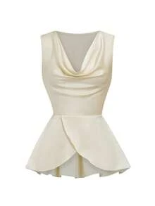 GlowEve Women's New Ruffled Hem Sleeveless Casual Versatile Blouse - Apricot - View 5